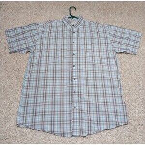 Wrangler 20X Men's Shirt XLT Blue Red Green Plaid Short Sleeve Western Rodeo